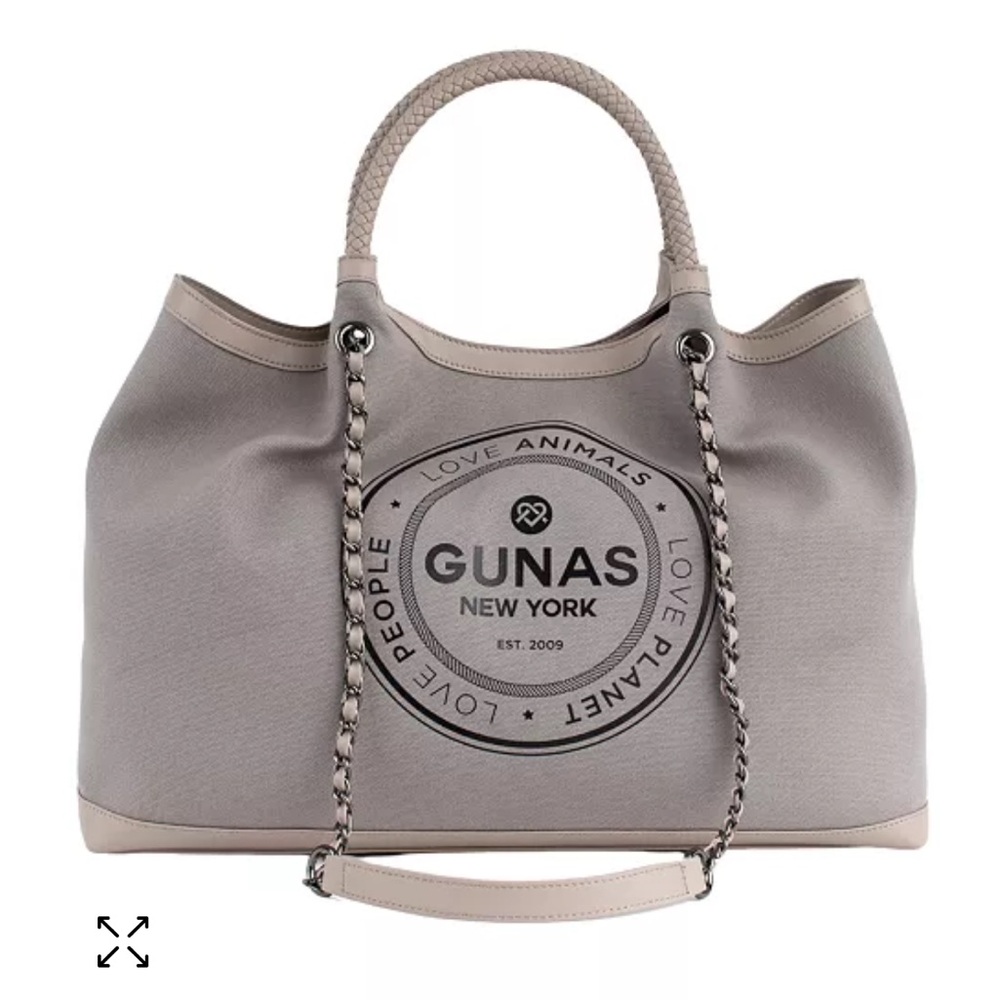 Gunas New York Canvas vegan leather Double Handle Tote bag purse